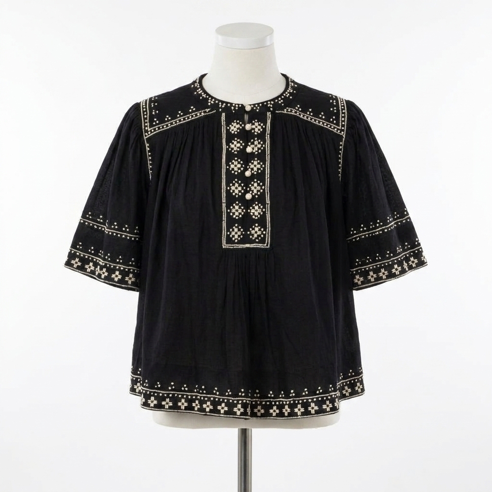 NEW SEA mille short sleeve top in black